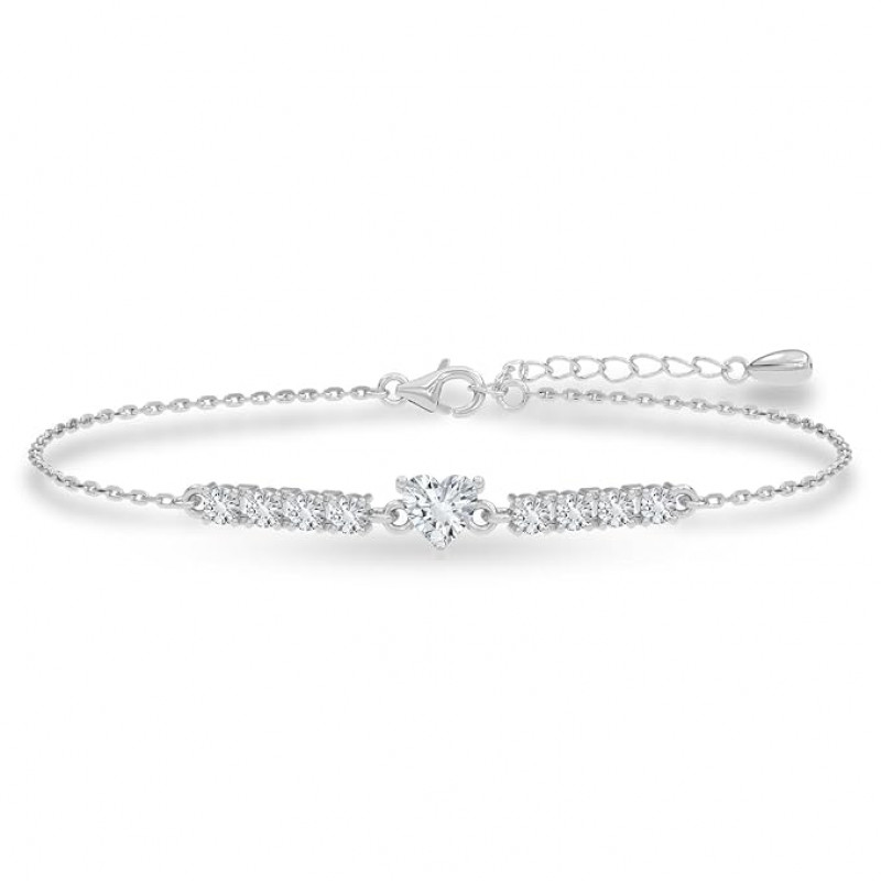 Silver Heart Pendant Earrings Chain Bracelet Ring for Women