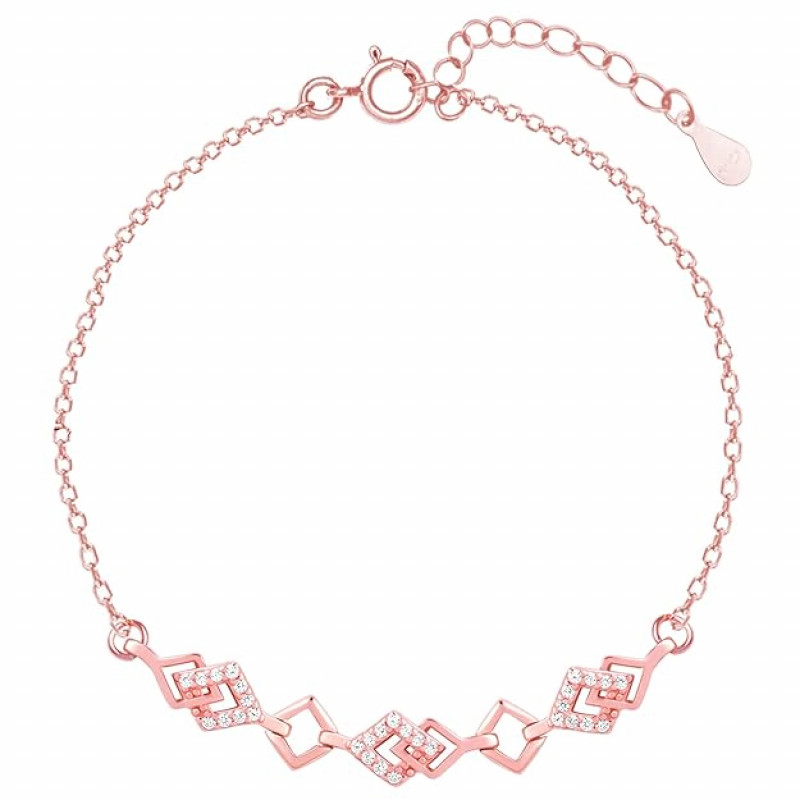 Silver Rose Gold 18k Gold Plated Interlocked Heart Duo Bracelet Ring