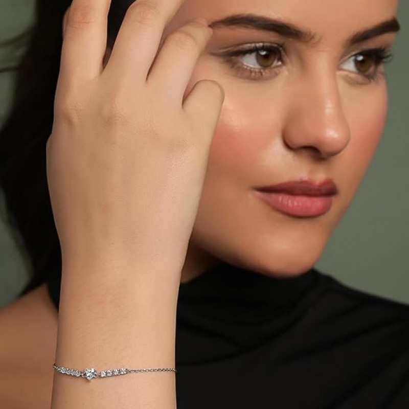 Silver Heart Pendant Earrings Chain Bracelet Ring for Women