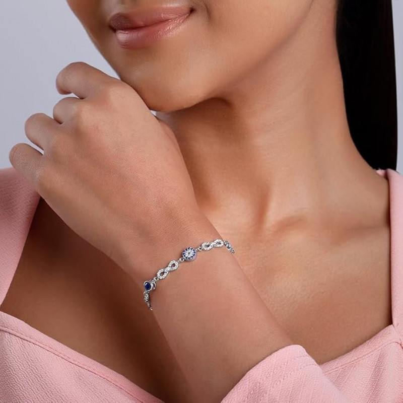 Silver Infinity Evil Eye Bracelet