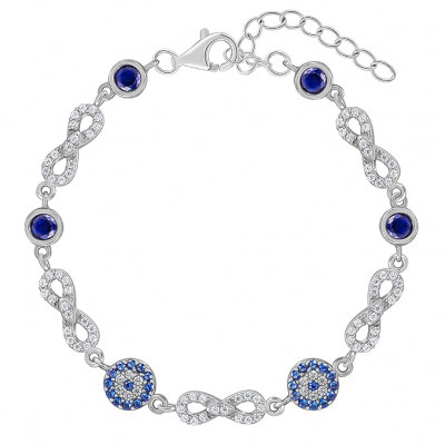 Silver Infinity Evil Eye Bracelet