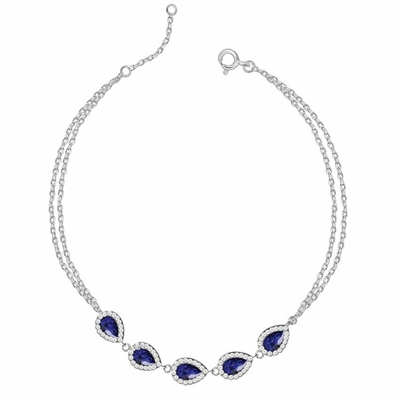 Silver Royal Blue Drop Bracelet, Adjustable Gifts for Girlfriend