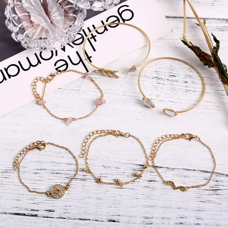 Fashion Latest Stylish Multilayer Gold Plated Bangle Bracelet for Women and Girls (rr14669b) Set of 6