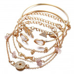 Fashion Latest Stylish Multilayer Gold Plated Bangle Bracelet for Women and Girls (rr14669b) Set of 6