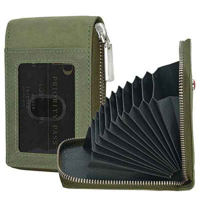 Green RFID Blocking Leather Wallet